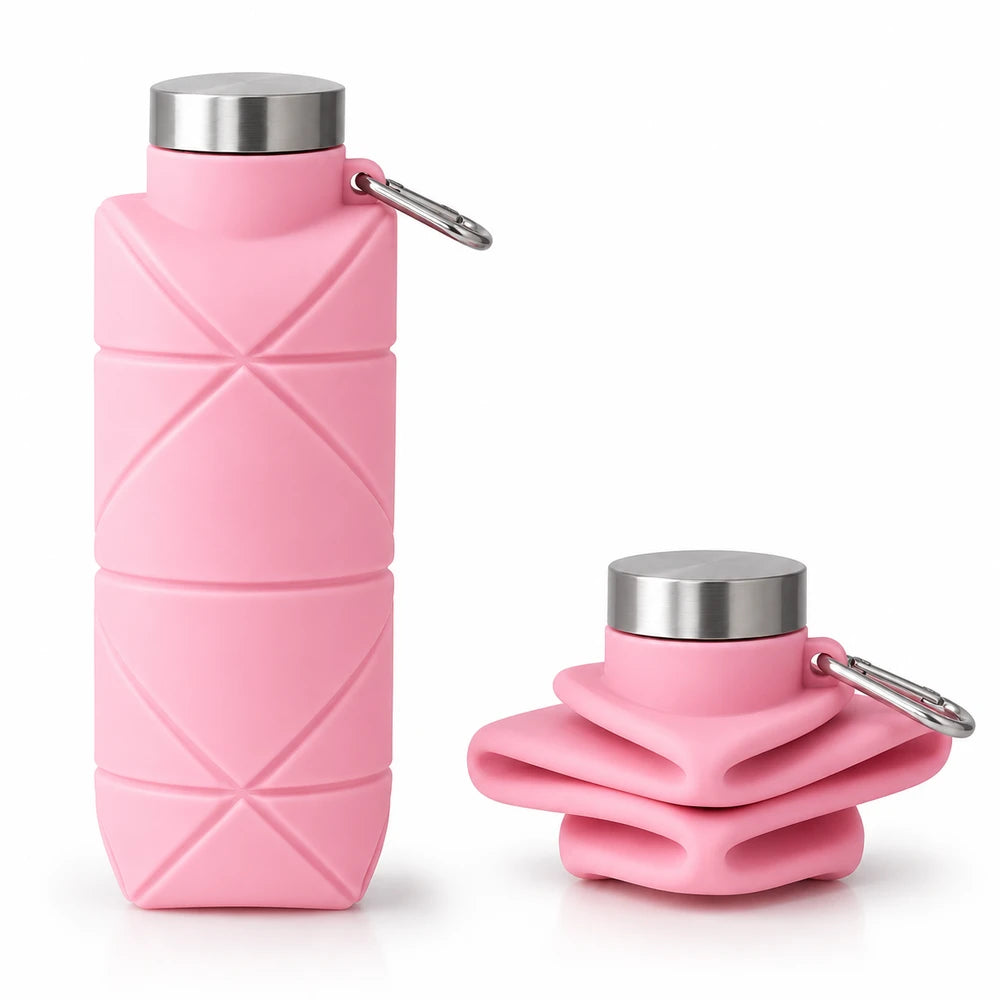 GoVibe PEMBE Katlanabilir Silikon Matara 700ml