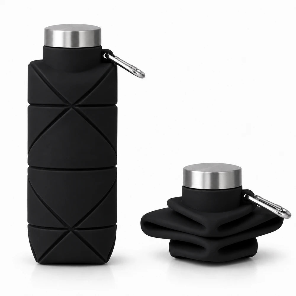 GoVibe SİYAH Katlanabilir Silikon Matara 700ml
